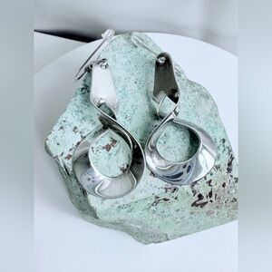 Vintage Mexico Sterling Silver Handmade Twisted Long Wire Drop Earrings